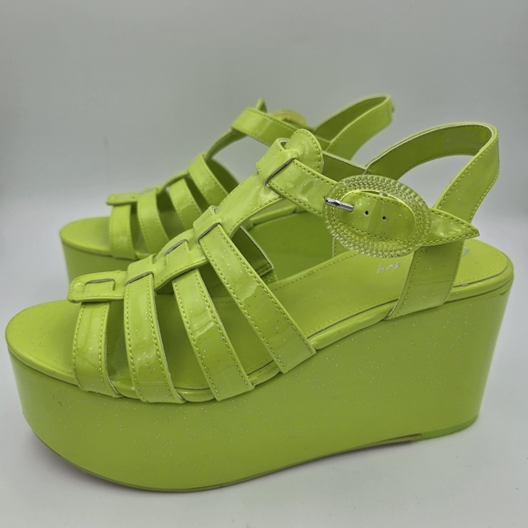 NWOT CIRCUS NY Sam Edelman Golda Platform Sandals—Wasabi (Sparkly Glitter Green) - Picture 7 of 16